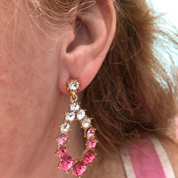 💖 Rhinestones decor clear & pink drop earrings - Picture 3 of 8